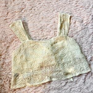 Embroidered Floral Cottage Core Coquette Twee Fairy Romantic Tie Back Crop Top